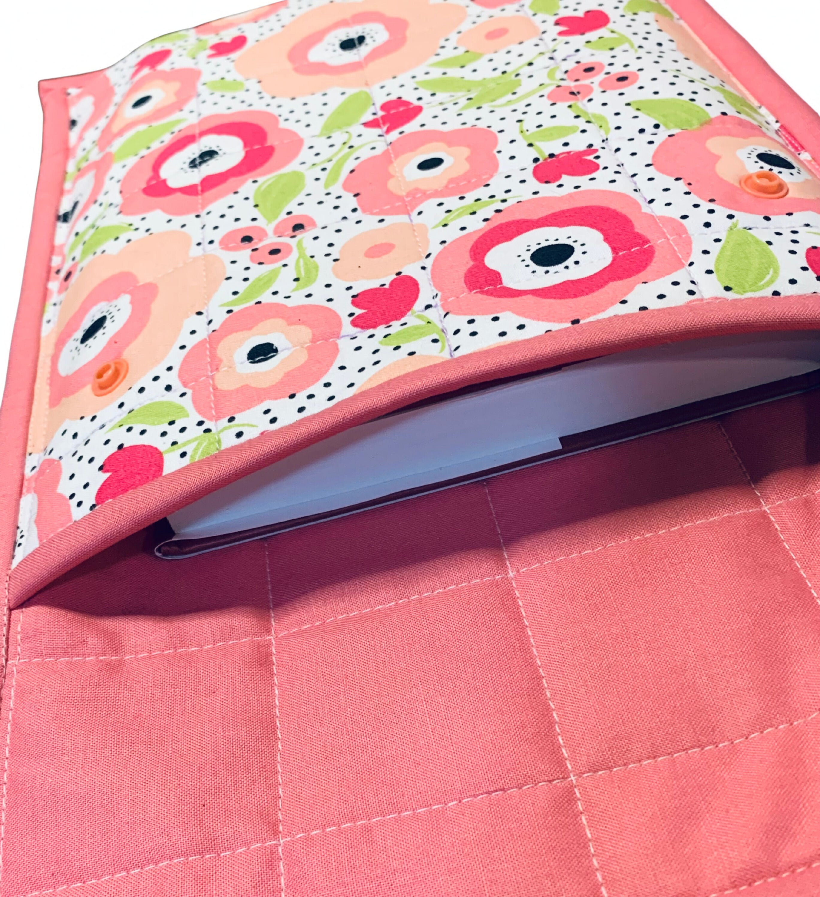 Quilted Tablet Sleeve or Book Sleeve Snap Closure - Floral - Book Cozy - Handmade - 2 Sizes Available