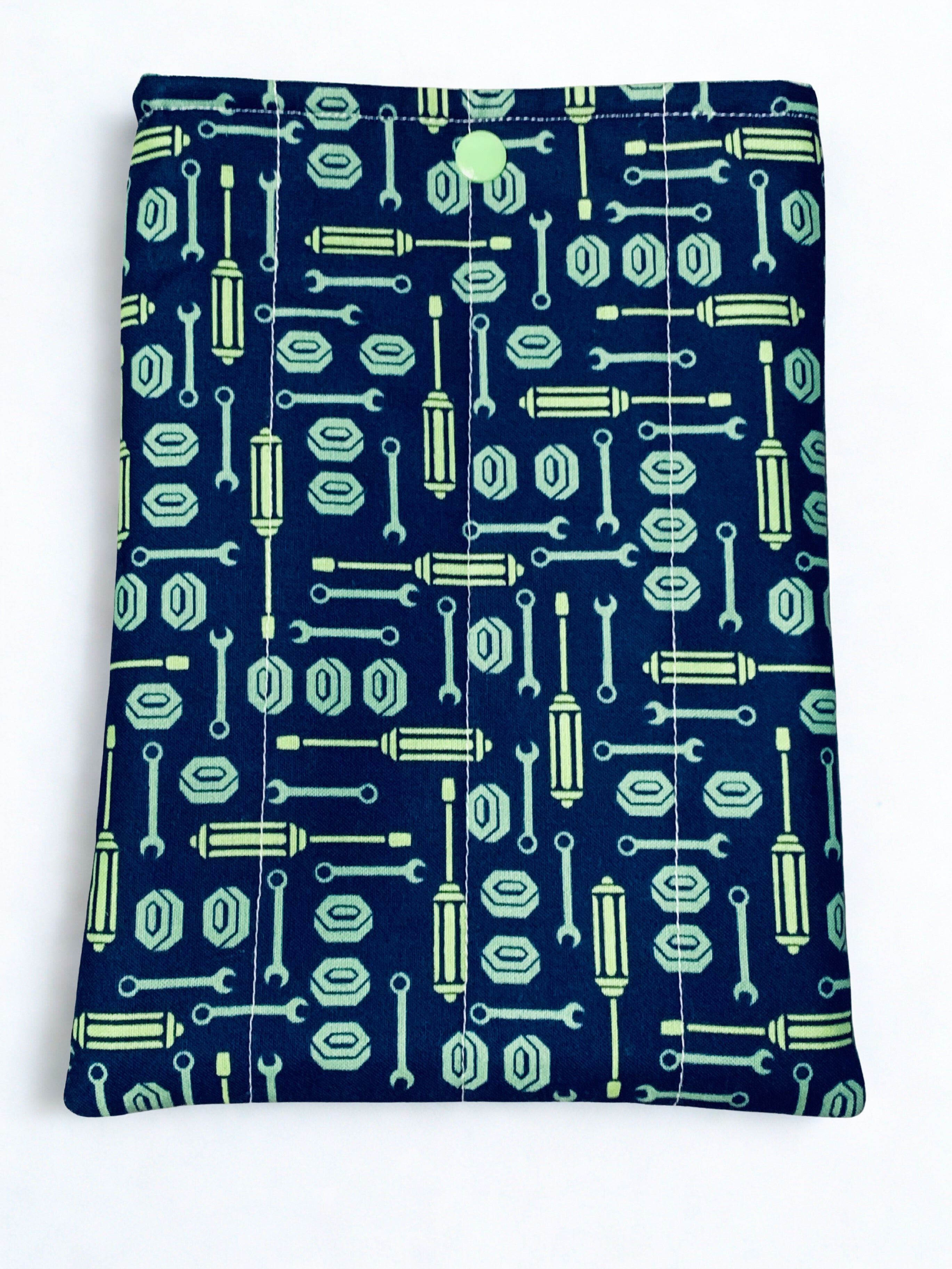 Quilted Tablet Sleeve or Book Sleeve Snap Closure Interior Pocket - Sweet Ride Collection - Car Theme for Boys, Girls, Kids - Book Cozy - Handmade - Small - 7" x 9" - 5 Prints Available