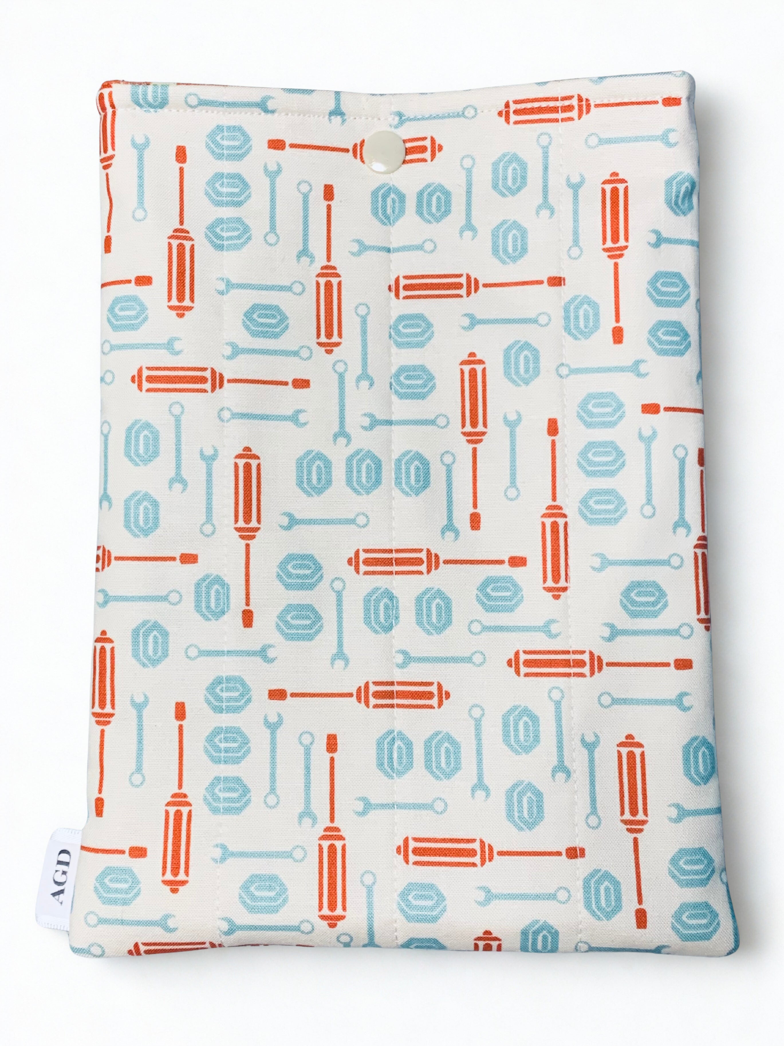 Quilted Tablet Sleeve or Book Sleeve Snap Closure Interior Pocket - Sweet Ride Collection - Car Theme for Boys, Girls, Kids - Book Cozy - Handmade - Small - 7" x 9" - 5 Prints Available