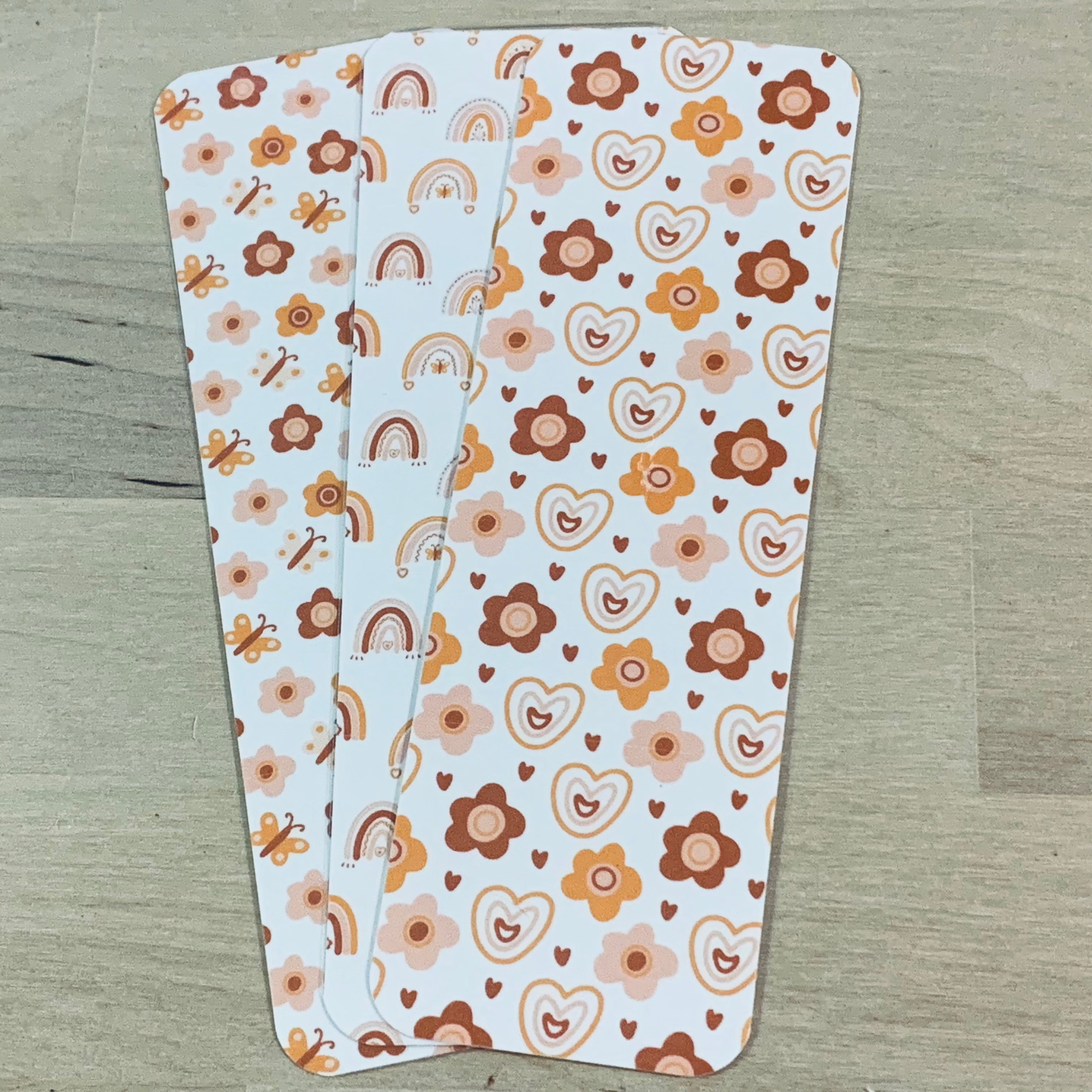 Boho Laminated Bookmarks  Hearts Rainbows Butterflies