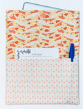 Quilted Tablet Sleeve or Book Sleeve Snap Closure Exterior Pockets - Fleur Nouveau Collection - Handmade - Small - 7" x 9" - Kindle Cozy - iPad Mini Cozy - Book Cozy