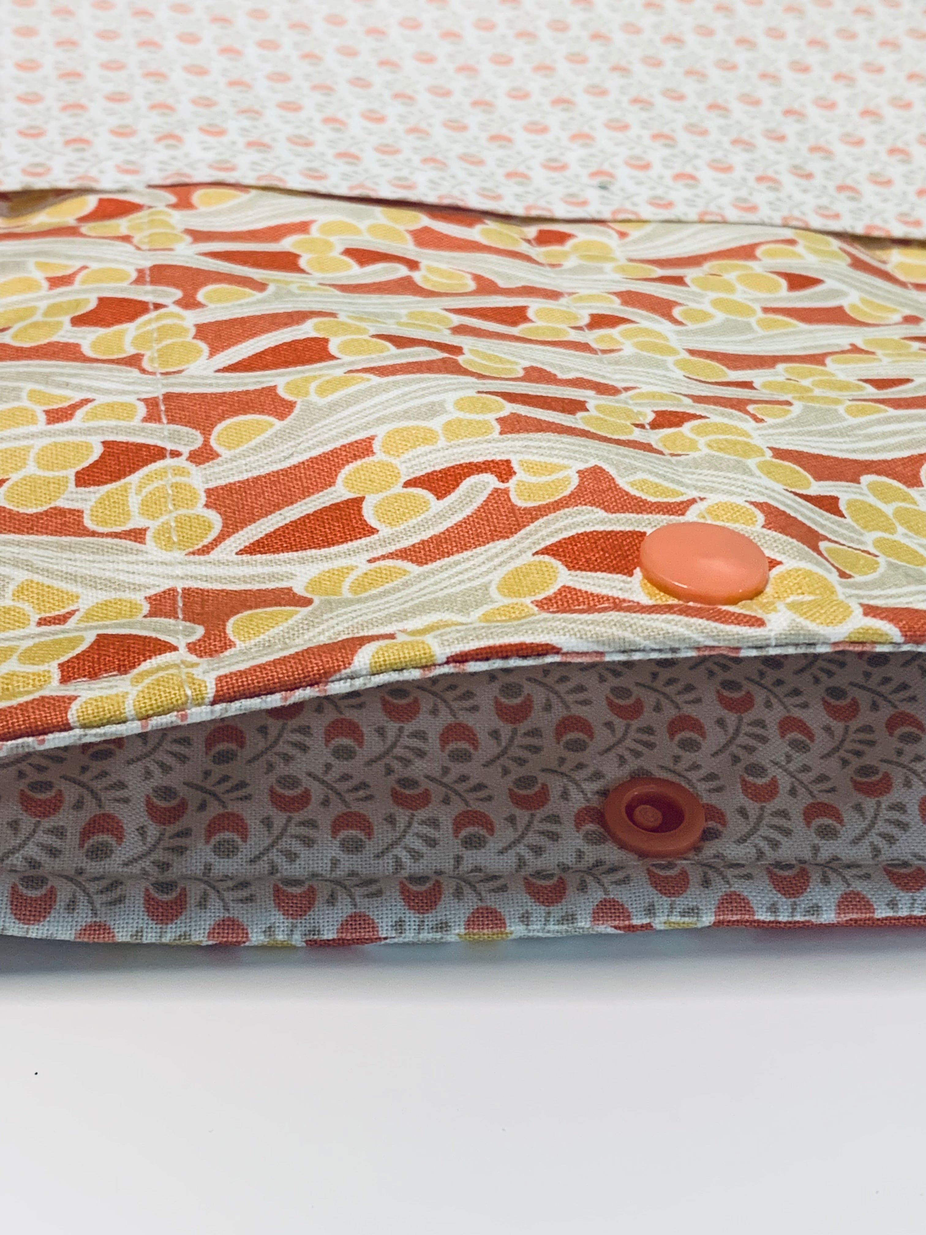 Quilted Tablet Sleeve or Book Sleeve Snap Closure Exterior Pockets - Fleur Nouveau Collection - Handmade - Small - 7" x 9" - Kindle Cozy - iPad Mini Cozy - Book Cozy