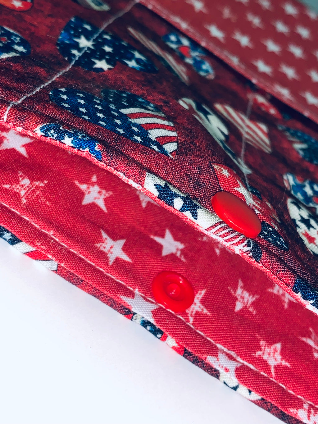 Quilted Tablet Sleeve or Book Sleeve Snap Closure Exterior Pockets - Patriotic Hearts Collection - Handmade - Small - 7" x 9" - Kindle Cozy - iPad Mini Cozy - Book Cozy