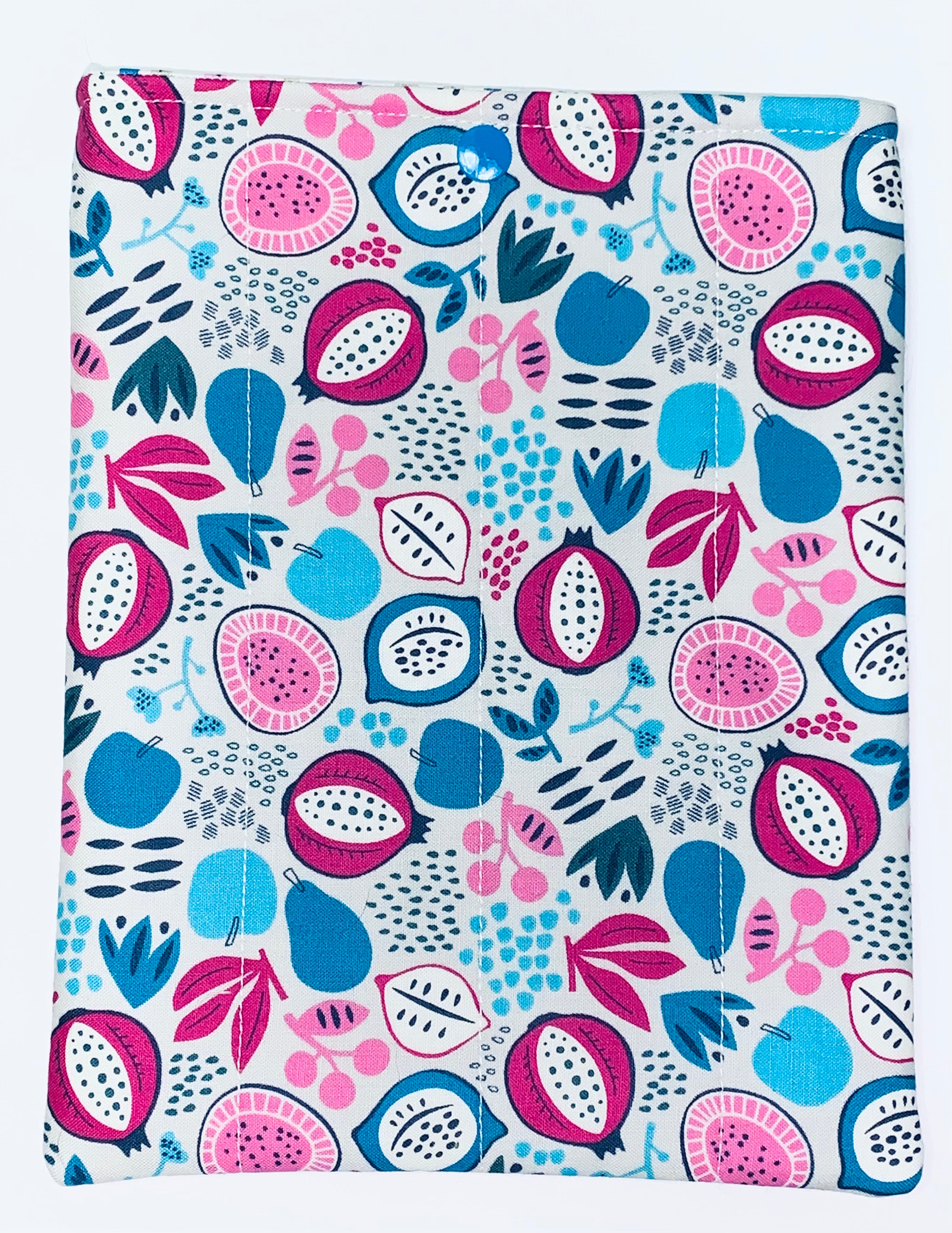 Quilted Tablet Sleeve or Book Sleeve Snap Closure Exterior Pockets - Burgess Field Collection - Handmade - Small - 7" x 9" - Kindle Cozy - iPad Mini Cozy - Book Cozy (Copy)