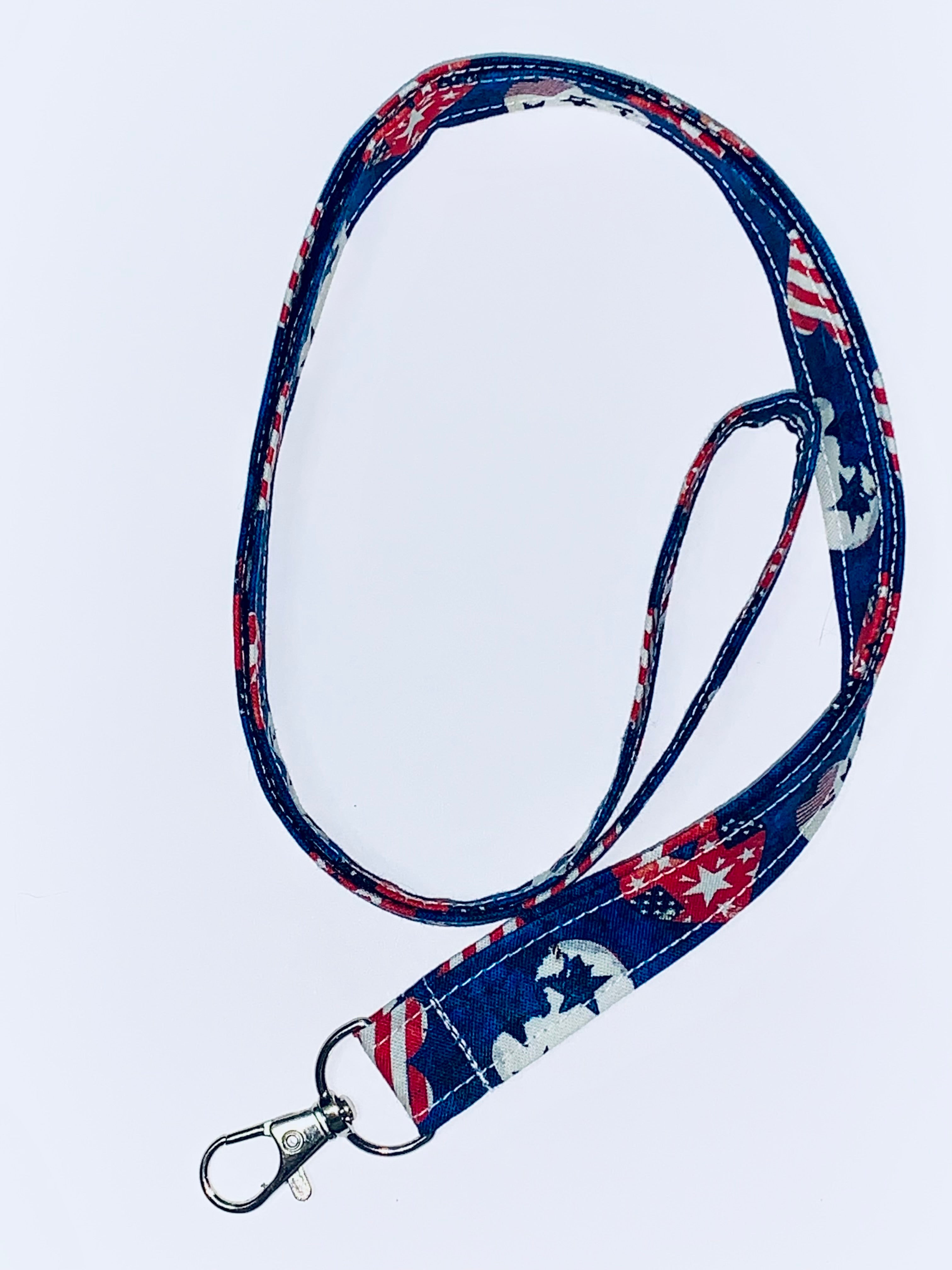 Lanyard for ID, Keys, Cell Phone - Patriotic Hearts