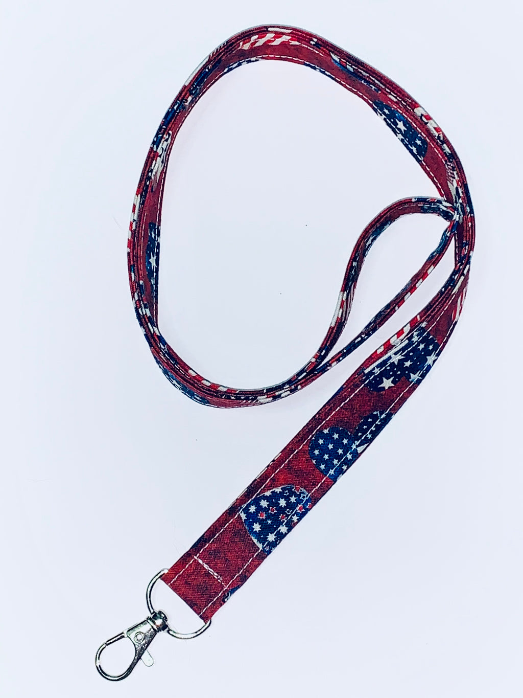 Lanyard for ID, Keys, Cell Phone - Patriotic Hearts