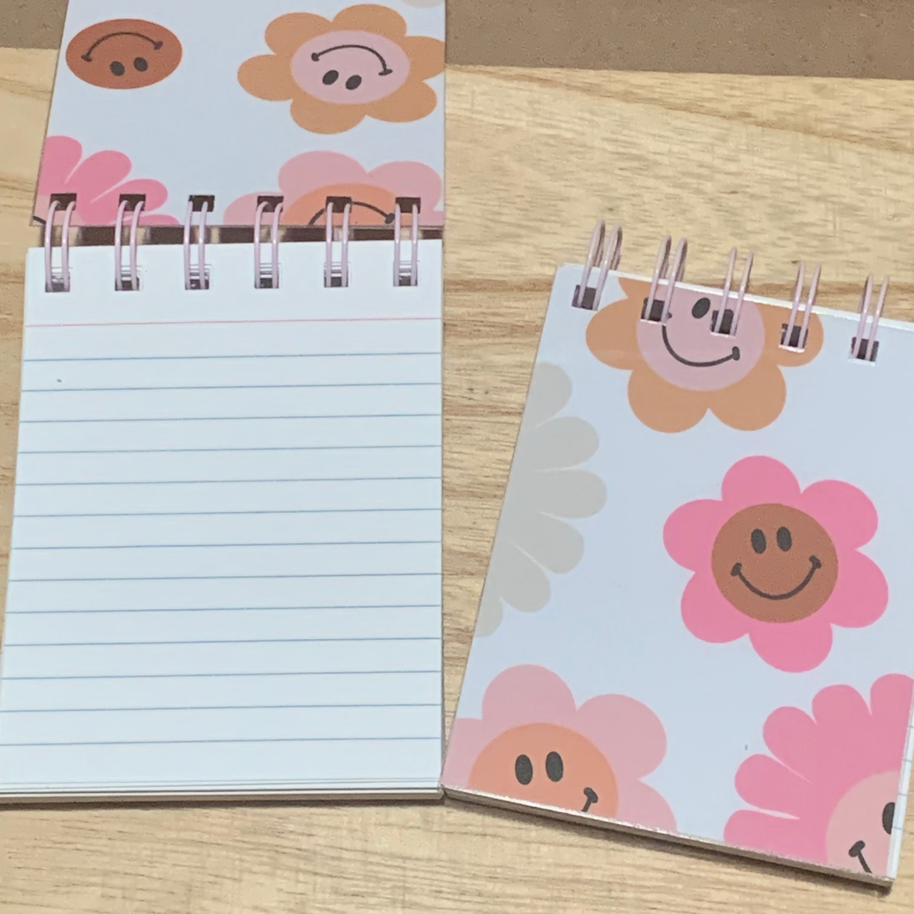 Mini Pocket Notebook - Boho Smiling Daisies White - 3" x 4"