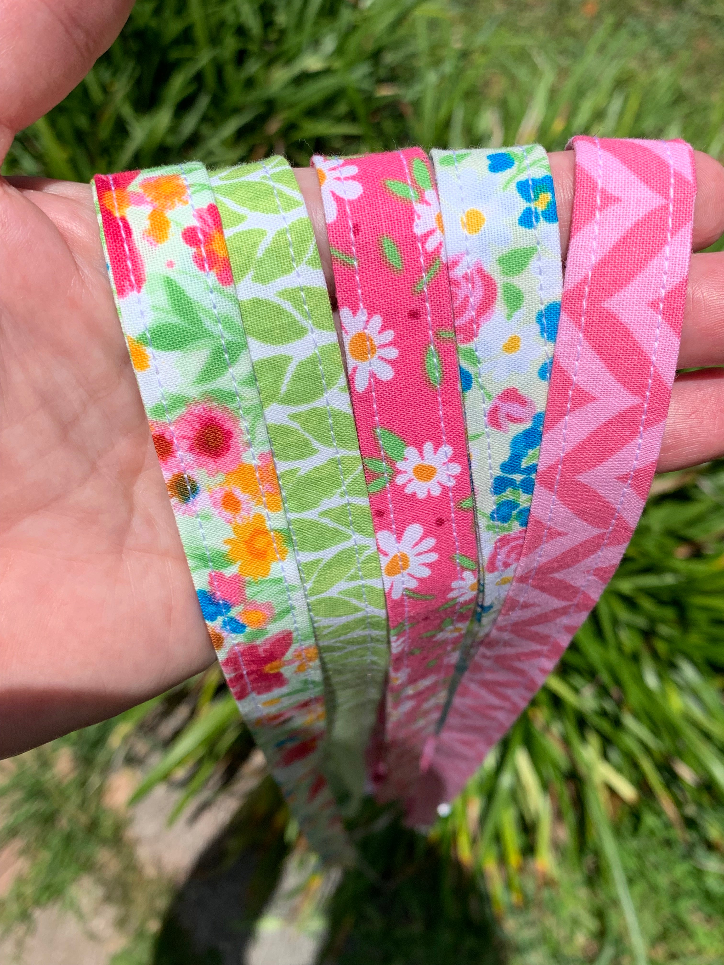 Lanyard - Pink Chevron - Summer Garden - 100% Cotton - Seamless