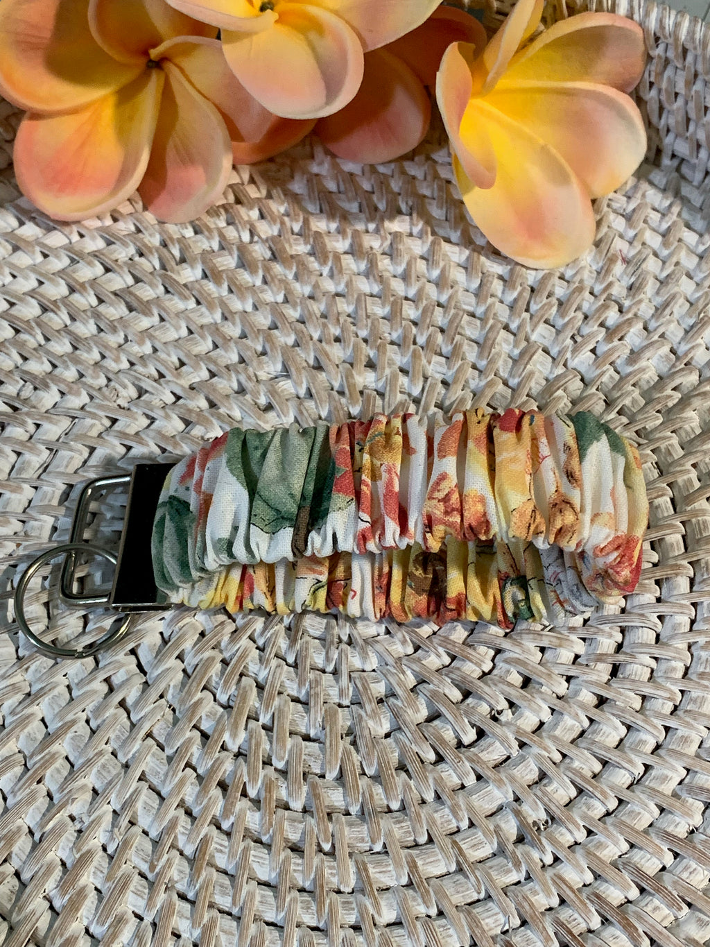 Handmade Scrunchie Key Fob, Keychain  - Pumpkin Spice - Keychain