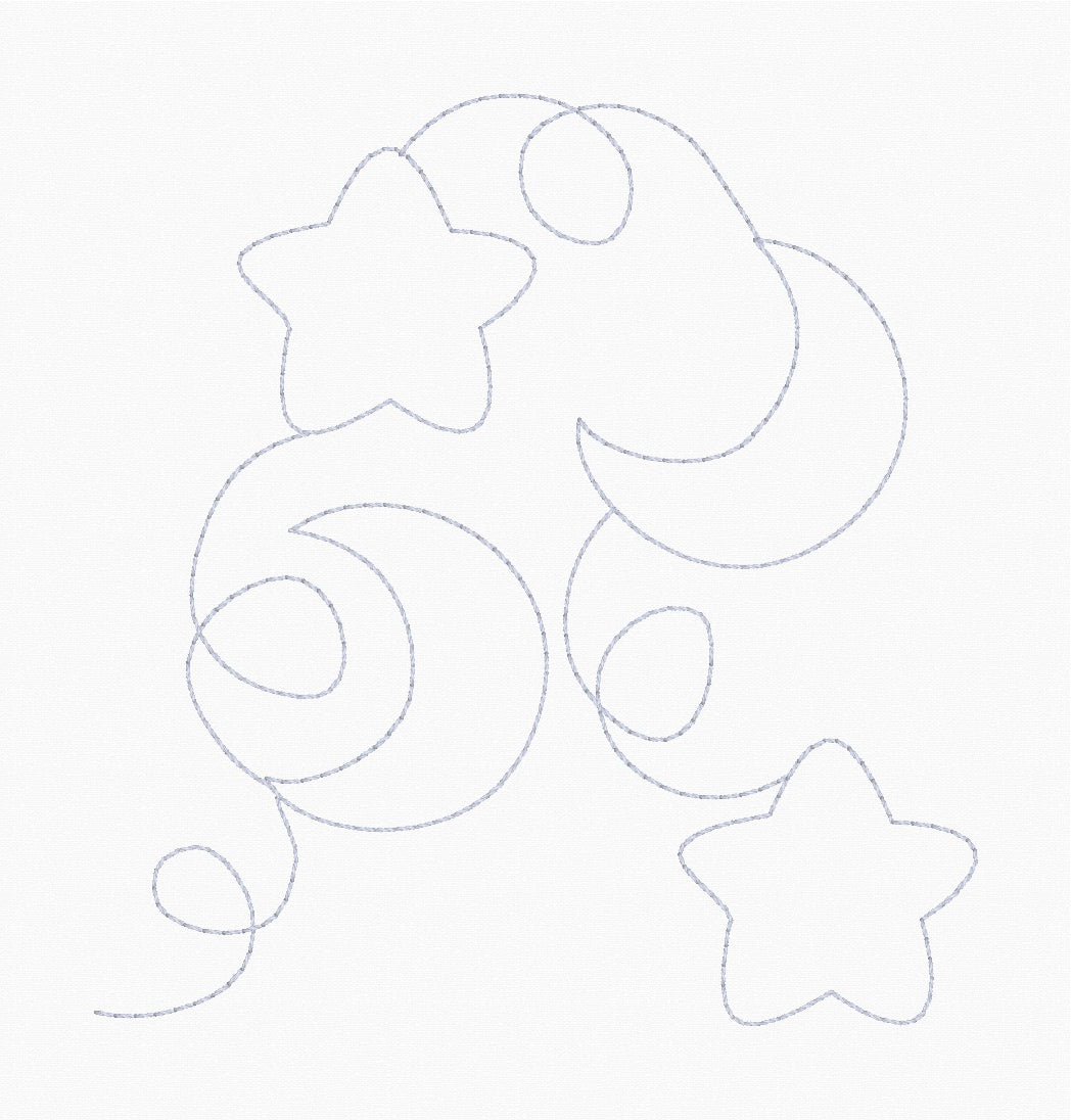 Moons Stars Edge-to-Edge | E2E | In-the-Hoop Quilting Design | 5x7 Hoop | Digital Download