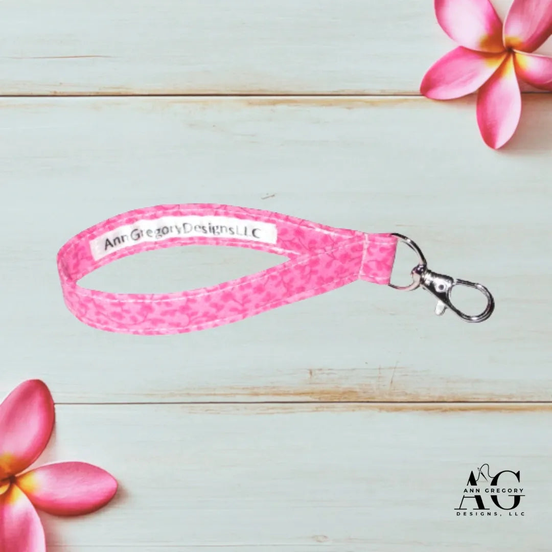 Handmade Key Fobs, Keychains, Wristlets - Pink Calico