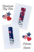 Key Fob - Patriotic Americana Hearts - Handmade - 2 Options
