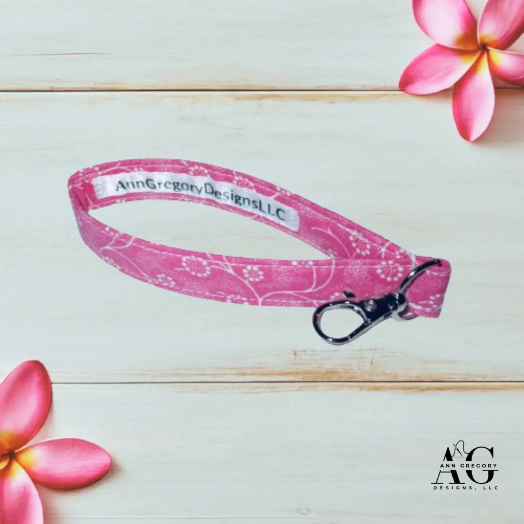 Handmade Key Fobs, Keychains, Wristlets - Pink Flowers