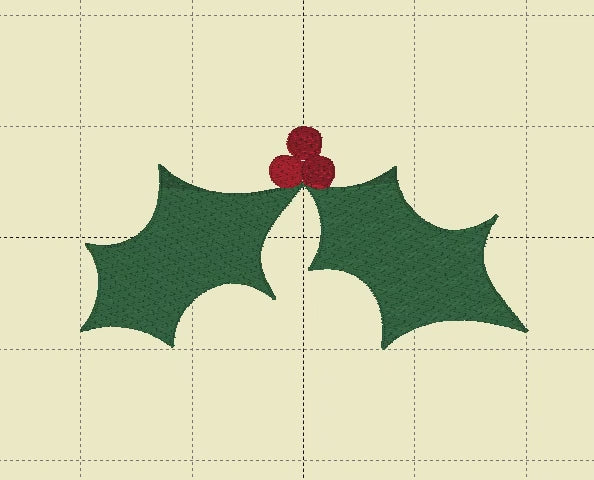 Christmas Holly Leaf Machine Embroidery Design - 5x7 Hoop - Digital Download