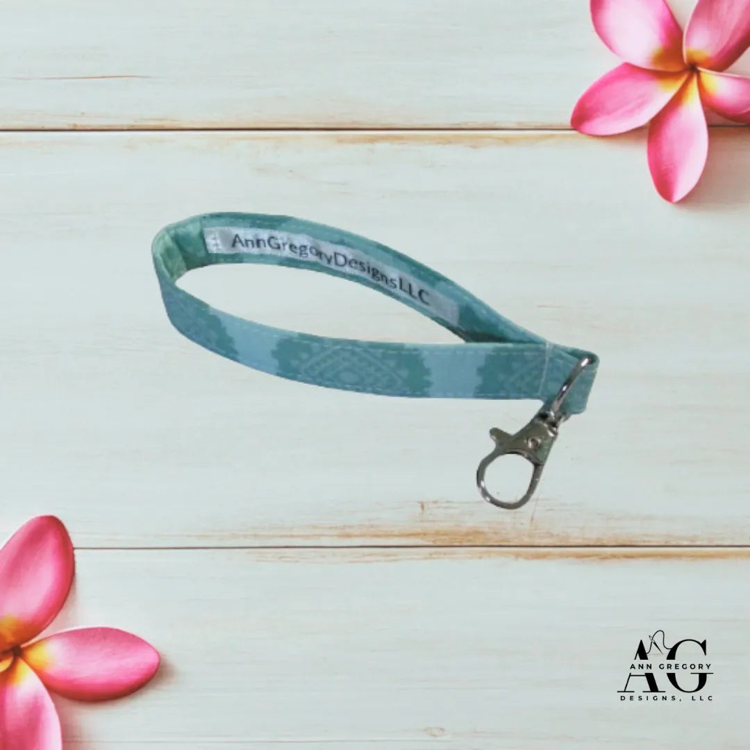 Handmade Key Fobs, Keychains, Wristlets - Teal - Floral