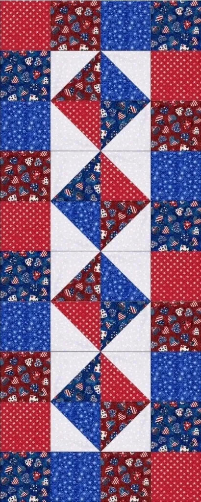 Scrappy Charm Table Runner Kit- Pre-Cut - Americana - Patriotic