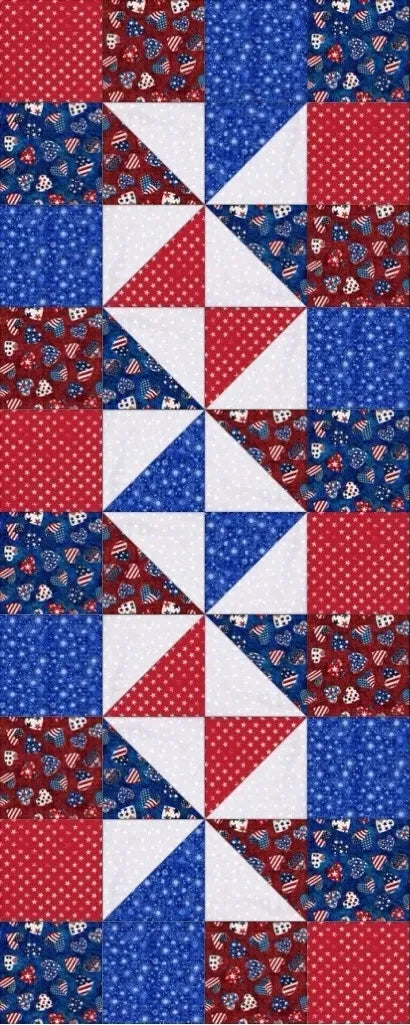 Scrappy Charm Table Runner Kit- Pre-Cut - Americana - Patriotic